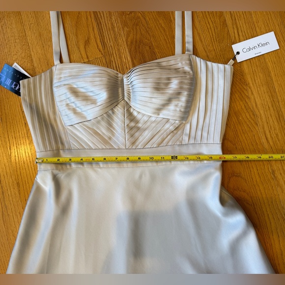 NEW* Calvin Klein Collection Evening Cocktail Dress Silky Fit & Flare Stone 14 - Picture 14 of 16